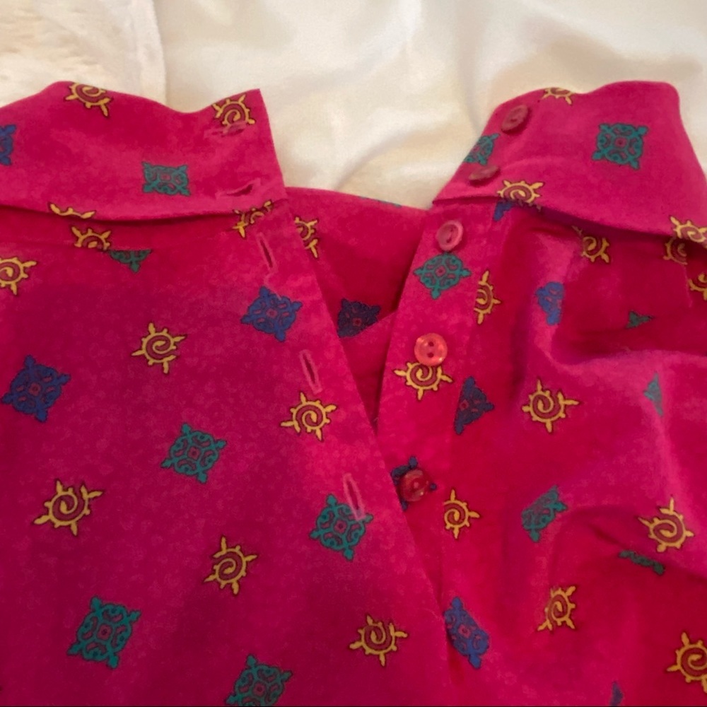Miss Sophisticates Pendleton Made USA Blouse Vintage Long Sleeve Pink Blouse Top - Picture 3 of 12